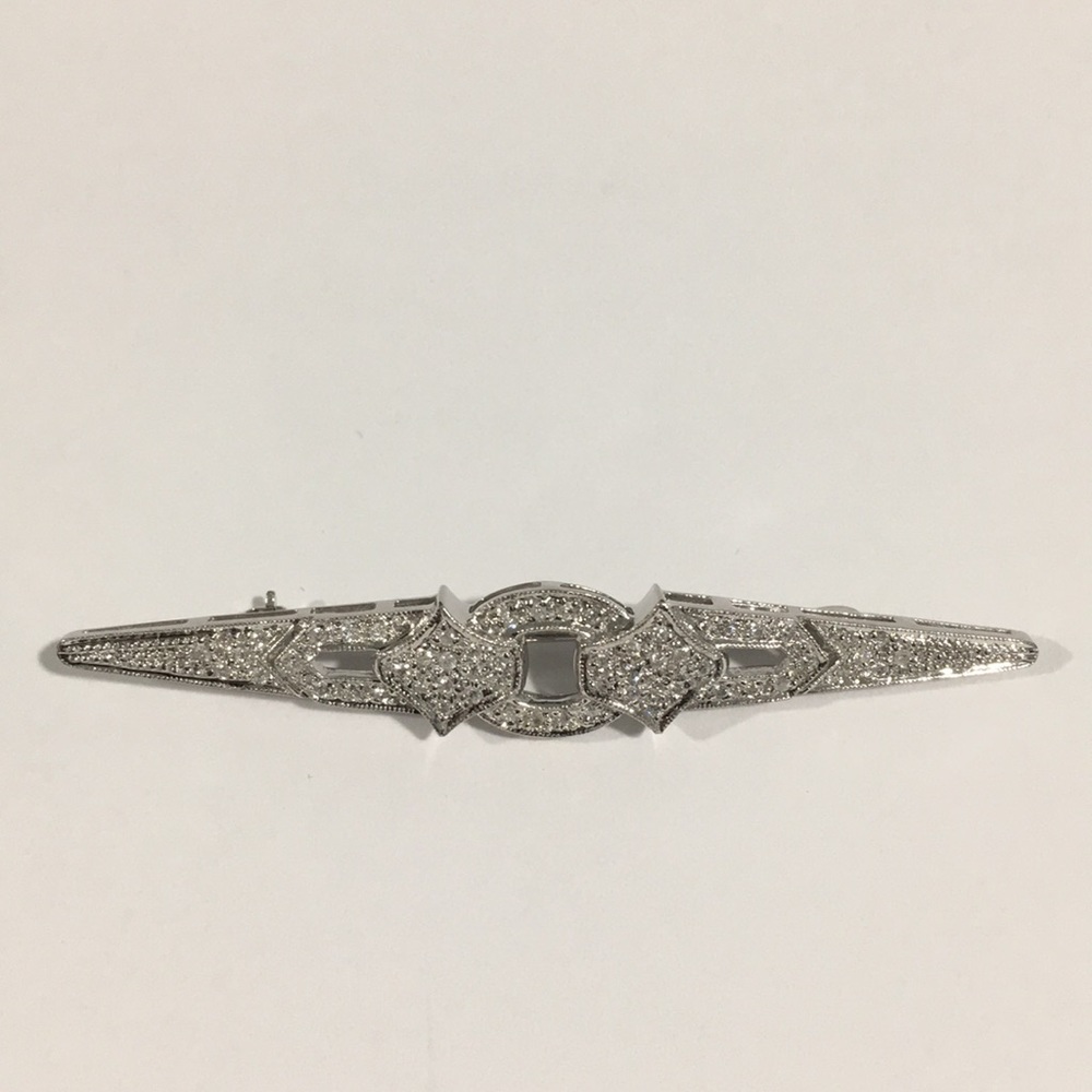 14k White Gold Vintage Women's Diamond 💎 Brooch